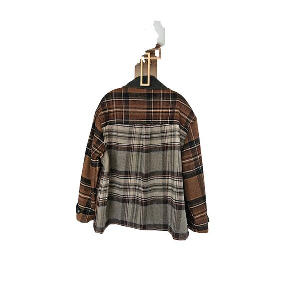 Anthropologie BlankNYC Brown Green Situationship Plaid Shirt Jacket NWT Size L - Picture 14 of 16